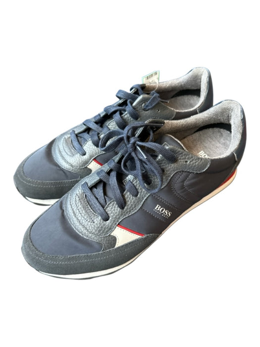 Hugo Boss Shoe Size 43 Navy & Red Pleather Rubber Sole Lace Up Men's Sneakers Navy & Red / 43