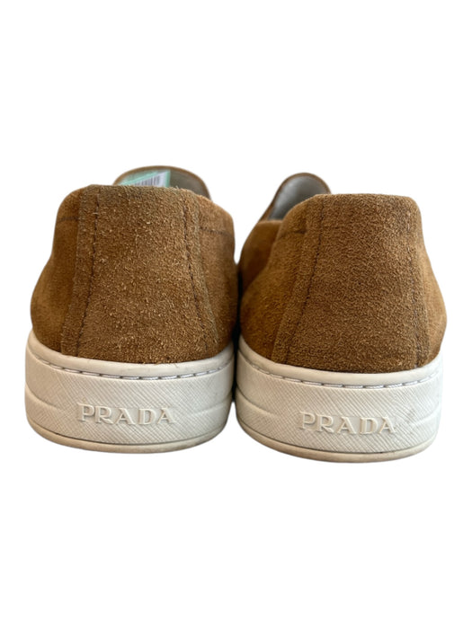 Prada Shoe Size 37.5 Light Brown Suede Slip On Flat Stretch Panel Shoes Light Brown / 37.5