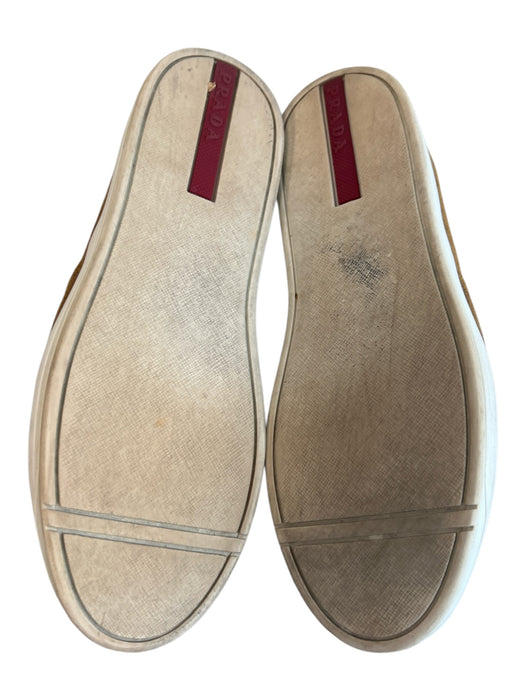Prada Shoe Size 37.5 Light Brown Suede Slip On Flat Stretch Panel Shoes Light Brown / 37.5