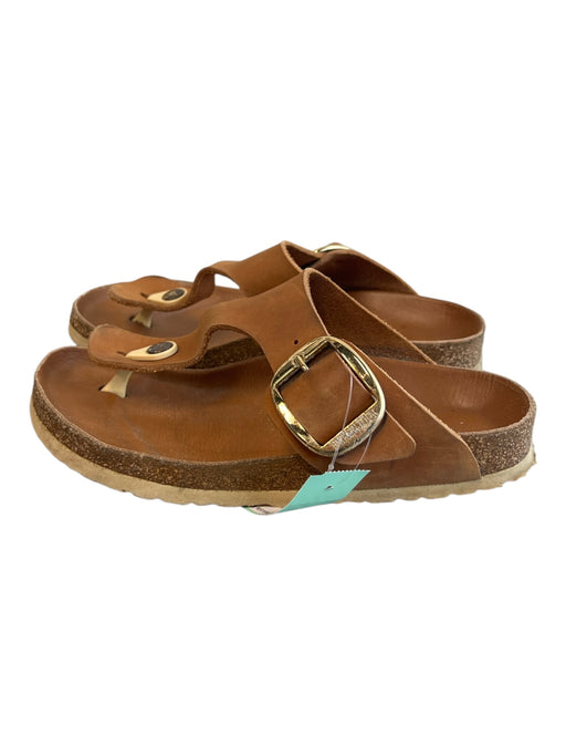 Birkenstock Shoe Size 37.5 Light Brown Leather goldtone hardware Buckle Shoes Light Brown / 37.5
