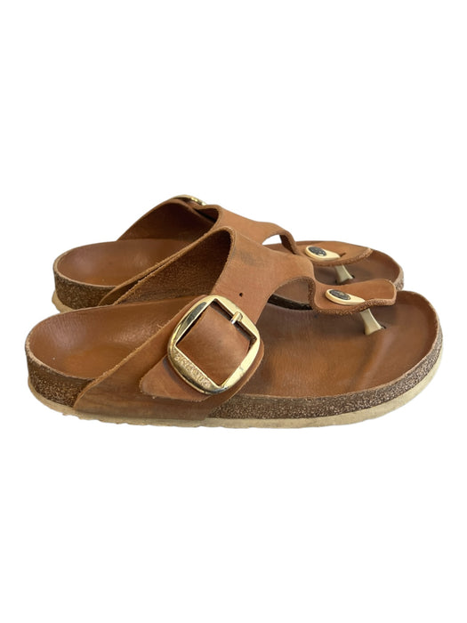 Birkenstock Shoe Size 37.5 Light Brown Leather goldtone hardware Buckle Shoes Light Brown / 37.5