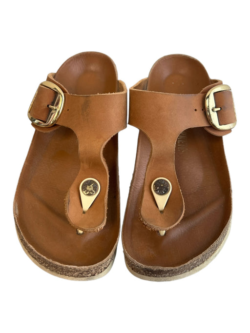 Birkenstock Shoe Size 37.5 Light Brown Leather goldtone hardware Buckle Shoes Light Brown / 37.5