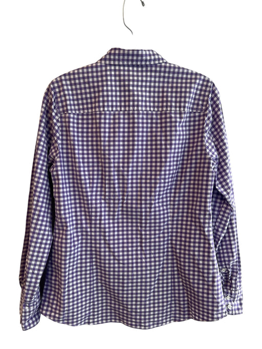 J Crew Size 10 Purple & White Cotton Checked Long Sleeve Collared Top Purple & White / 10