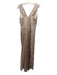 Tadashi Shoji Size 10 Beige Pink Nylon Blend Tulle Overlay Animal V Neck Gown Beige Pink / 10