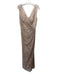 Tadashi Shoji Size 10 Beige Pink Nylon Blend Tulle Overlay Animal V Neck Gown Beige Pink / 10