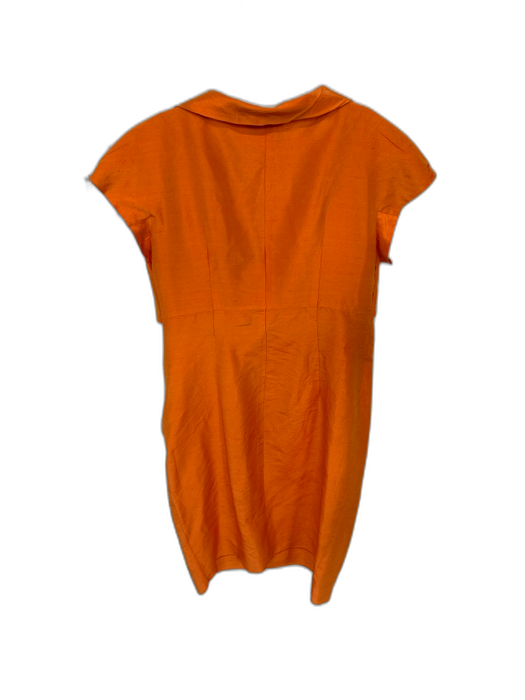 Max Mara Size Est L Orange Raw Silk Cap Sleeve Collar Front Tie Dress Orange / Est L