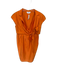 Max Mara Size Est L Orange Raw Silk Cap Sleeve Collar Front Tie Dress Orange / Est L