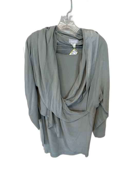 Angora Size 42 Light Gray Silk Midi Fold Over Long Sleeve Long Skirt Set Light Gray / 42
