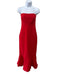 Cinq a Sept Size 8 Red Triacetate Blend Strapless Flounce Hem Midi Dress Red / 8