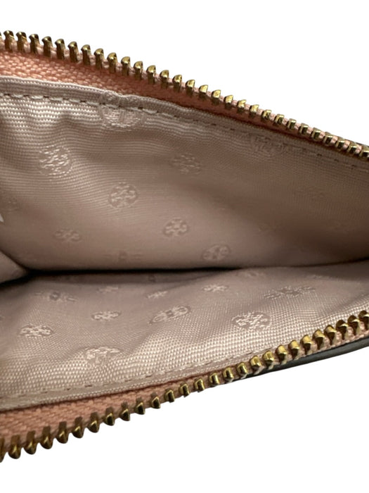 Tory Burch Pink Beige Leather Gold Tone Hardware Zip Close Crossbody Bag Pink Beige / One Size