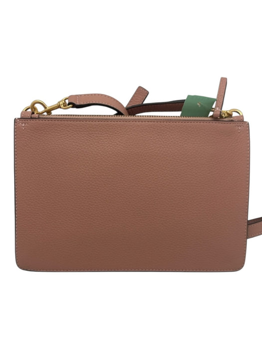 Tory Burch Pink Beige Leather Gold Tone Hardware Zip Close Crossbody Bag Pink Beige / One Size