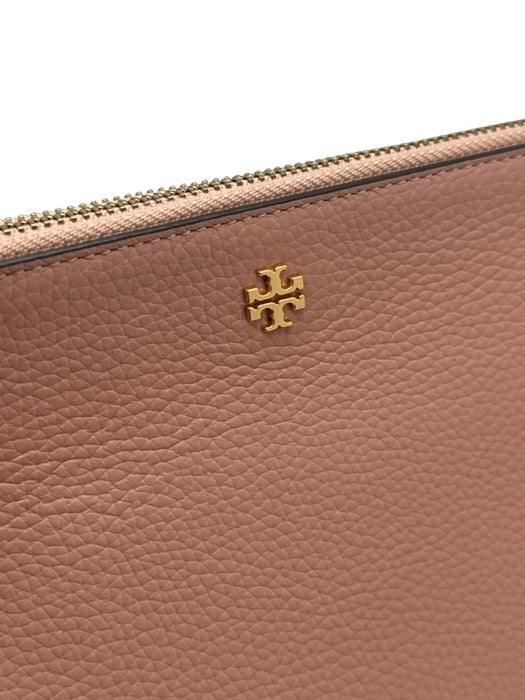 Tory Burch Pink Beige Leather Gold Tone Hardware Zip Close Crossbody Bag Pink Beige / One Size