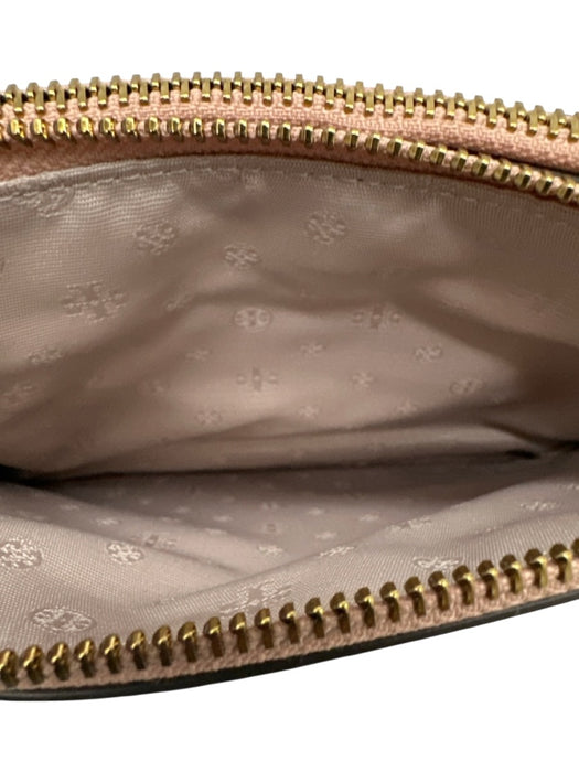 Tory Burch Pink Beige Leather Gold Tone Hardware Zip Close Crossbody Bag Pink Beige / One Size