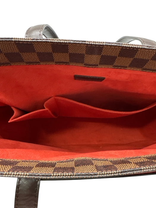 Louis Vuitton Brown Coated Canvas Leather trim Damier Ebene Magnetic Close Bag Brown / Medium