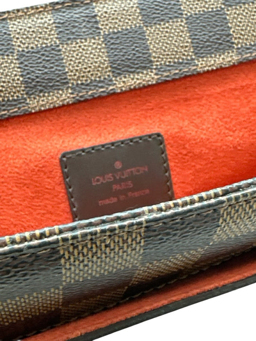 Louis Vuitton Brown Coated Canvas Leather trim Damier Ebene Magnetic Close Bag Brown / Medium