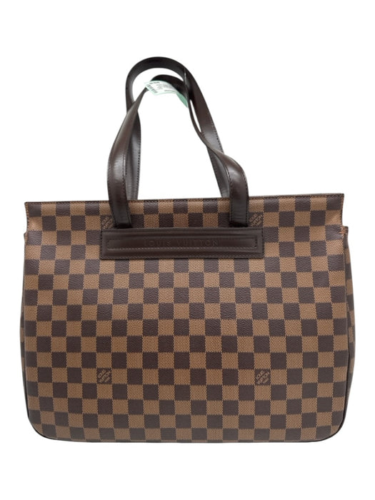 Louis Vuitton Brown Coated Canvas Leather trim Damier Ebene Magnetic Close Bag Brown / Medium