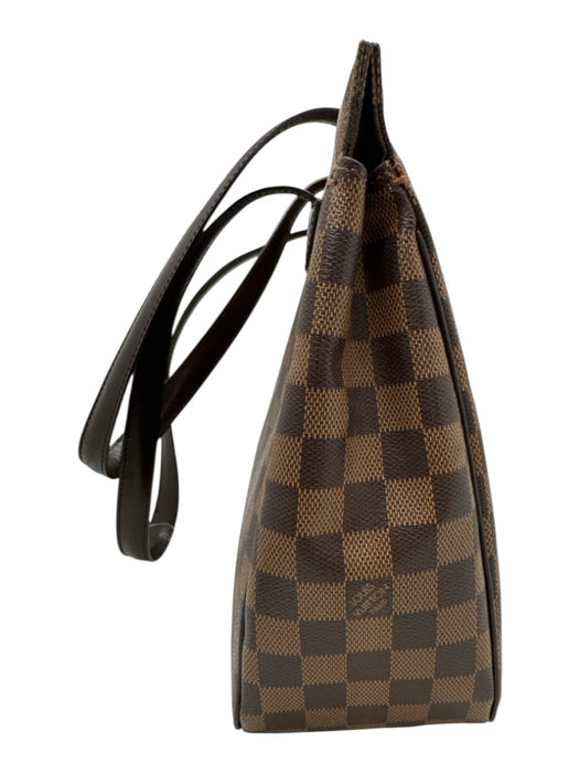 Louis Vuitton Brown Coated Canvas Leather trim Damier Ebene Magnetic Close Bag Brown / Medium