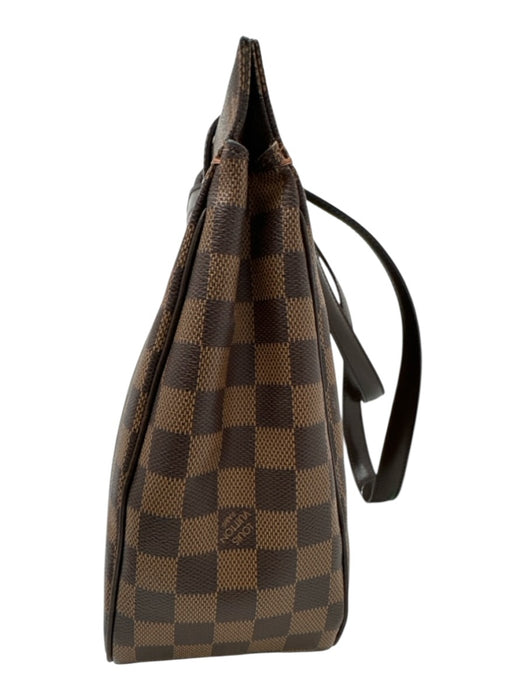 Louis Vuitton Brown Coated Canvas Leather trim Damier Ebene Magnetic Close Bag Brown / Medium