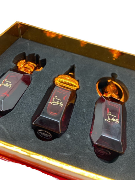 Christian Louboutin Red & Gold Glass & Metal Set Of 3 Perfume Red & Gold