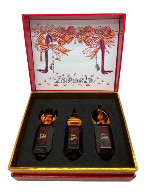 Christian Louboutin Red & Gold Glass & Metal Set Of 3 Perfume Red & Gold