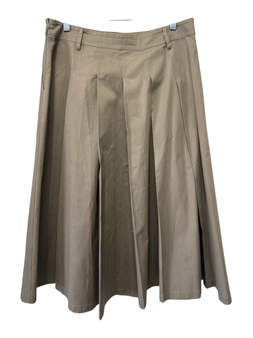 Maison Cherie Size M Gray brown Cotton Blend Pleated Belt Loops Midi Skirt Gray brown / M
