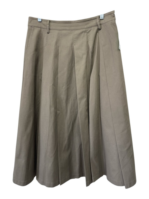 Maison Cherie Size M Gray brown Cotton Blend Pleated Belt Loops Midi Skirt Gray brown / M