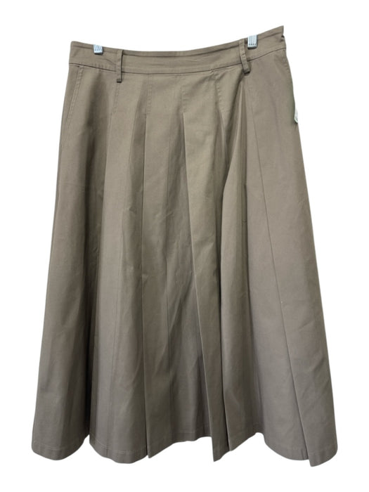 Maison Cherie Size M Gray brown Cotton Blend Pleated Belt Loops Midi Skirt Gray brown / M