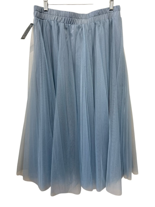 Abbey Glass Size L Blue Polyester Tulle Elastic Waist Ribbon Bow Midi Skirt Blue / L