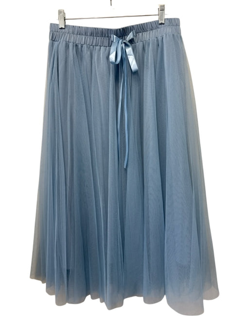 Abbey Glass Size L Blue Polyester Tulle Elastic Waist Ribbon Bow Midi Skirt Blue / L