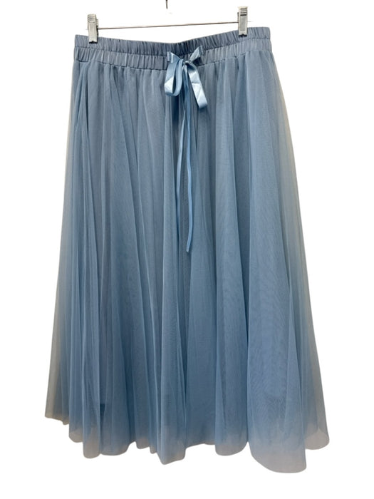 Abbey Glass Size L Blue Polyester Tulle Elastic Waist Ribbon Bow Midi Skirt Blue / L