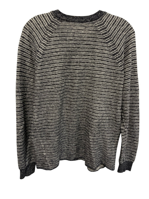 Billy Reid Size M Blue & Beige Cotton Blend Striped Crew Neck Knit Men's Sweater Blue & Beige / M