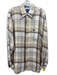 Facconable Size XL Tan & Beige Linen Blend Plaid Button up Long Sleeve Shirt Tan & Beige / XL