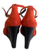Celine Shoe Size 37 Red Suede High Heel Open Toe Ankle Strap Wooden Wedge Heels Red / 37