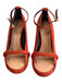 Celine Shoe Size 37 Red Suede High Heel Open Toe Ankle Strap Wooden Wedge Heels Red / 37