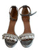 Givenchy Shoe Size 38 Silver Leather Rhinestone Detail Ankle Strap Heels Silver / 38