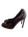 Yves Saint Laurent Shoe Size 37.5 Brown Leather Pump Patent Round Toe Heels Brown / 37.5