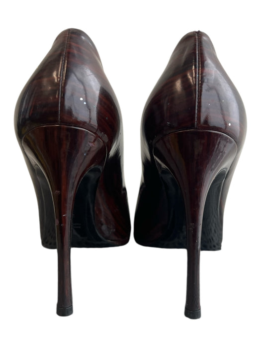 Yves Saint Laurent Shoe Size 37.5 Brown Leather Pump Patent Round Toe Heels Brown / 37.5