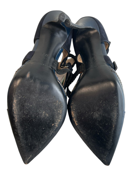 Nicholas Kirkwood x Peter Pilotto Shoe Size 37.5 Leather Pointed Toe Heels Blue, Black & Orange Print / 37.5