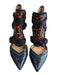 Nicholas Kirkwood x Peter Pilotto Shoe Size 37.5 Leather Pointed Toe Heels Blue, Black & Orange Print / 37.5