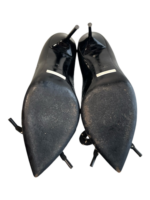 Burberry Shoe Size 38 Black Leather Pointed Toe Patent Bow Stiletto Heels Black / 38