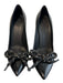 Burberry Shoe Size 38 Black Leather Pointed Toe Patent Bow Stiletto Heels Black / 38
