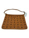 MCM Tan Brown Leather Detachable Strap Monogram Pouchette Shoulder Bag Tan Brown / S