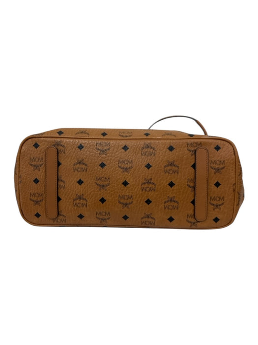 MCM Tan Brown Leather Gold Tone Hardware Monogram Tote Bag Tan Brown / L