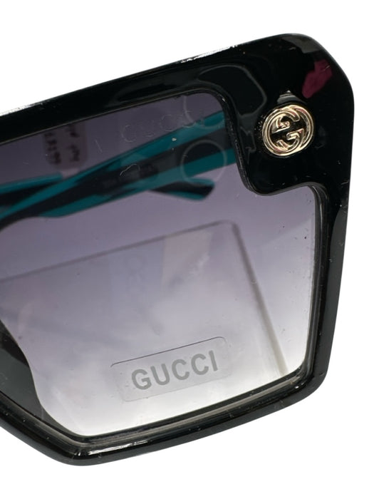 Gucci Black Acetate Gold Tone Details Interlocking GG Flat Top Sunglasses Black