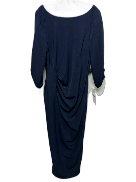 Posh Couture Size L Navy Blue Polyester Rouched Sleeve Rouched Side Dress Navy Blue / L