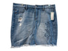 Liverpool Size 10 Blue 100% Cotton Light Distressing Denim Embroidered Skirt Blue / 10