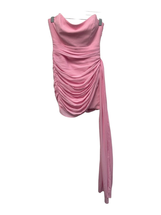 Runaway The Label Size XS Light Pink Polyester Mini Scoop Neck Ruched Sash Dress Light Pink / XS
