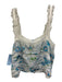 Loveshackfancy Size XS White, Blue & Multi Cotton Lace Button Front Floral Top White, Blue & Multi / XS