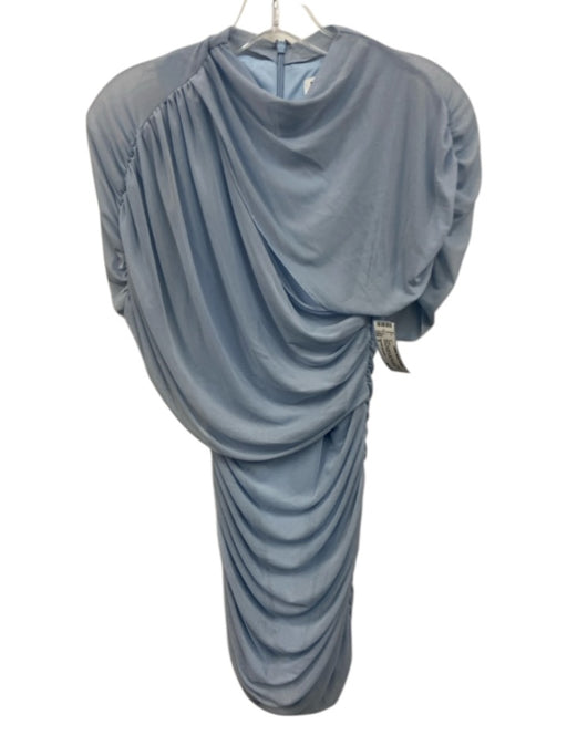 Amanda Uprichard Size S Blue Poly Blend Zip Back Draped Mini Ruched Dress Blue / S