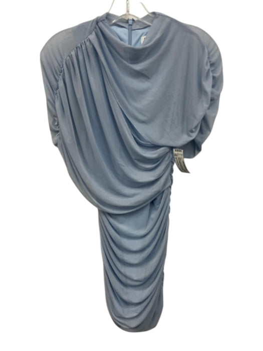 Amanda Uprichard Size S Blue Poly Blend Zip Back Draped Mini Ruched Dress Blue / S